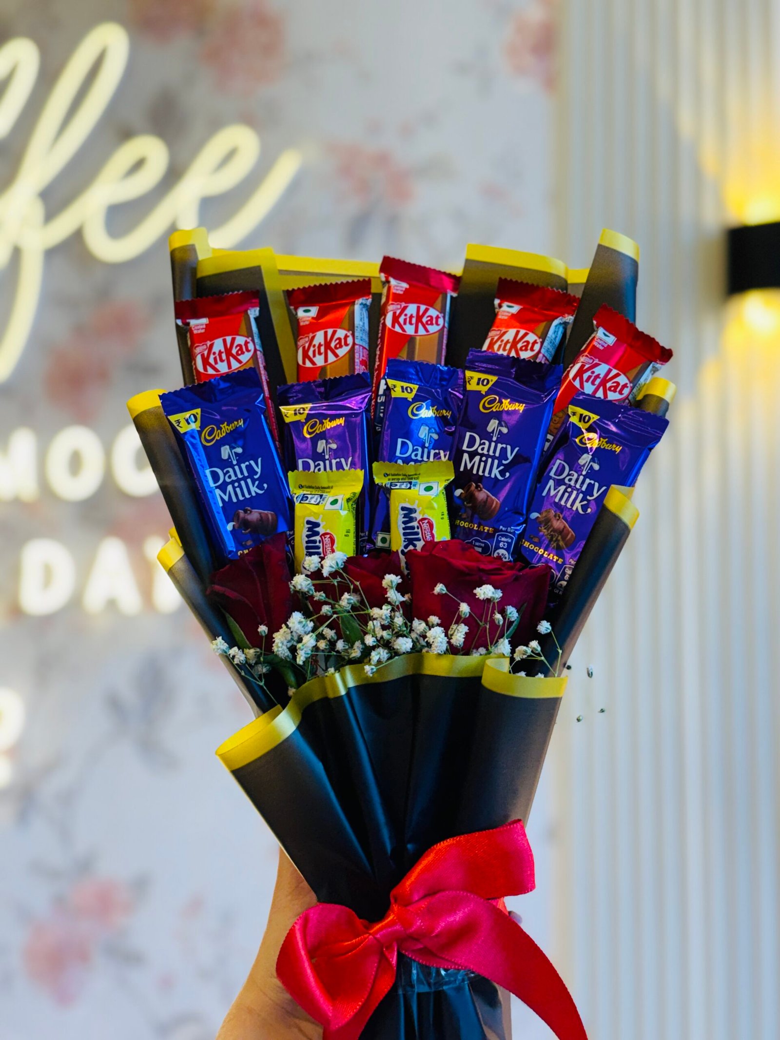 Roses + chocolate bouquet