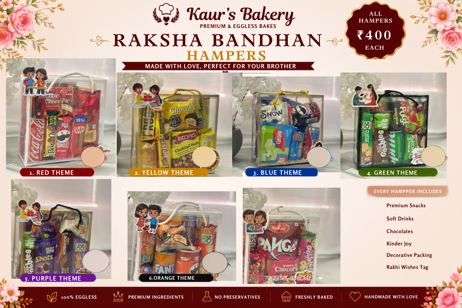 Coloured theme hampers