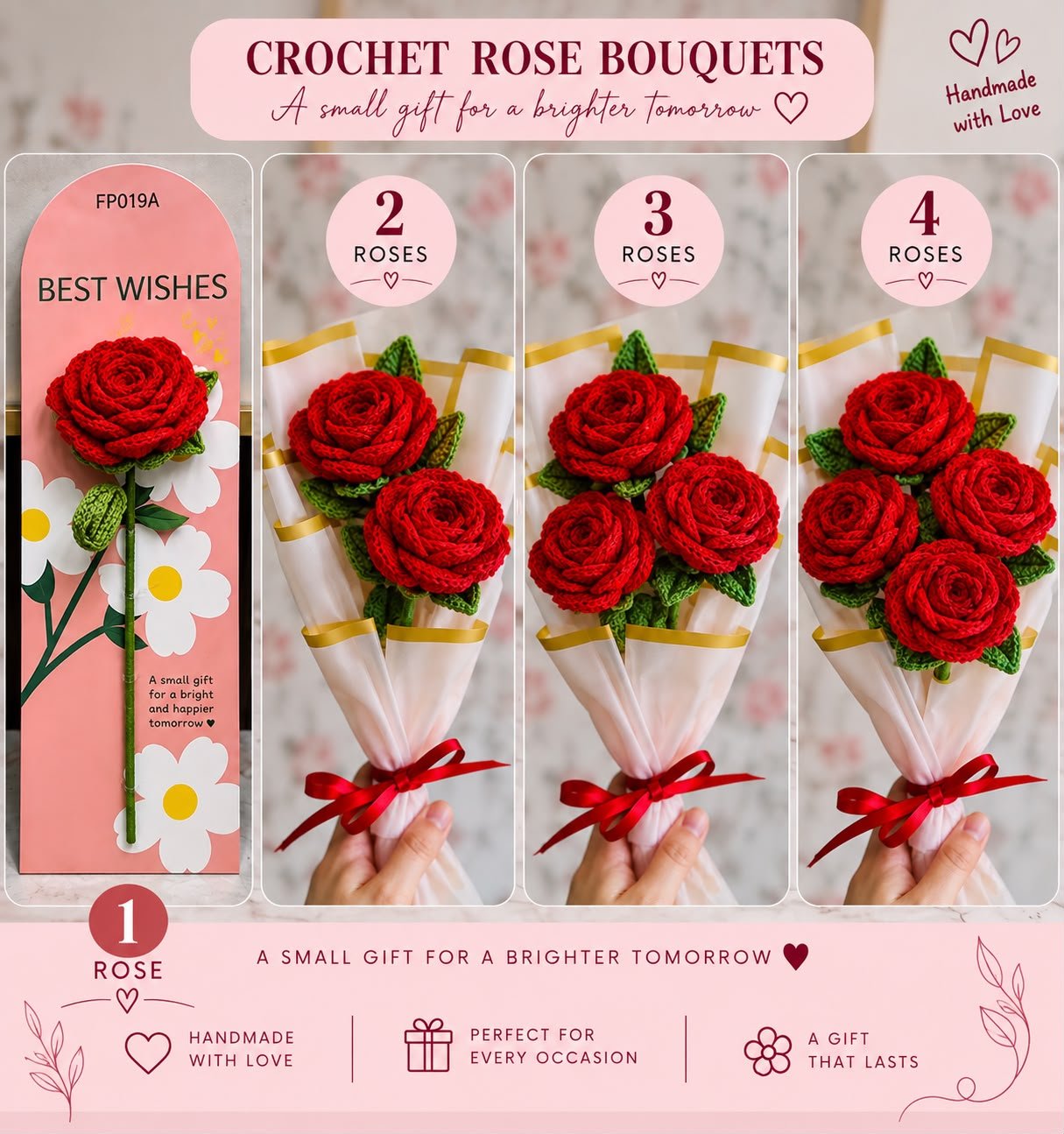 Crochet red rose Bouquet